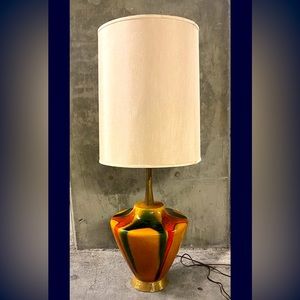 Atomic Retro Psychedelic Monumental Ceramic MCM Lamp By Crestwood Rare WOW